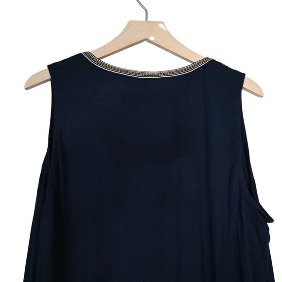 J. Jill Women's XL Navy Blue Embroidered V-Neck Tank Tunic - Picture 4 of 9